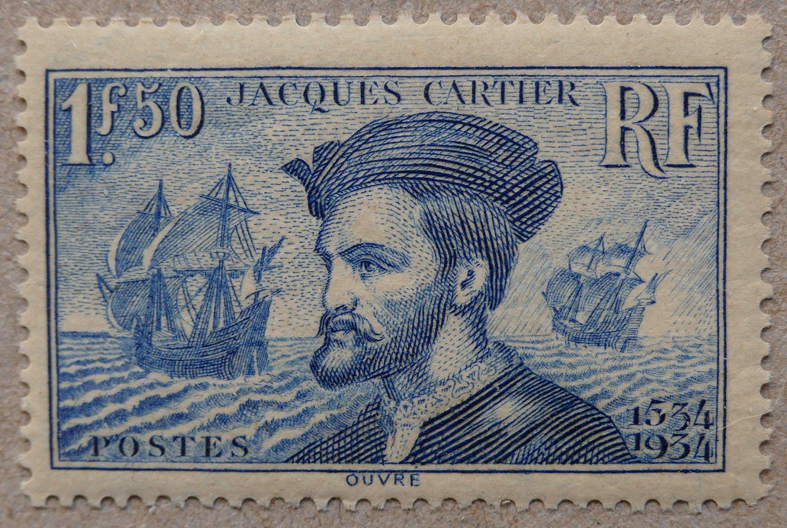 Timbre Jacques Cartier 1 franc 50, France 1934
