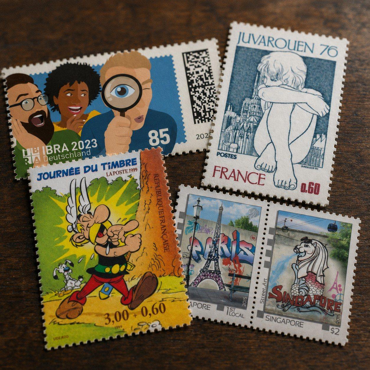 Timbres évoquant la jeunesse et la découverte : IBRA 2023, Journée du timbre, Juvarouen, street art